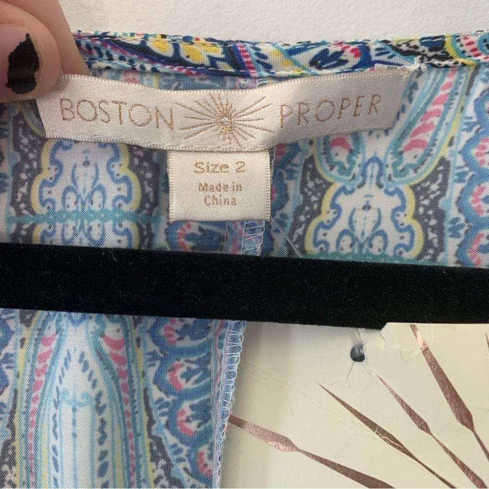NWT Boston Proper Silk Shift Dress Multicolor Print Split Sleeves Pockets size 2 - Picture 4 of 6